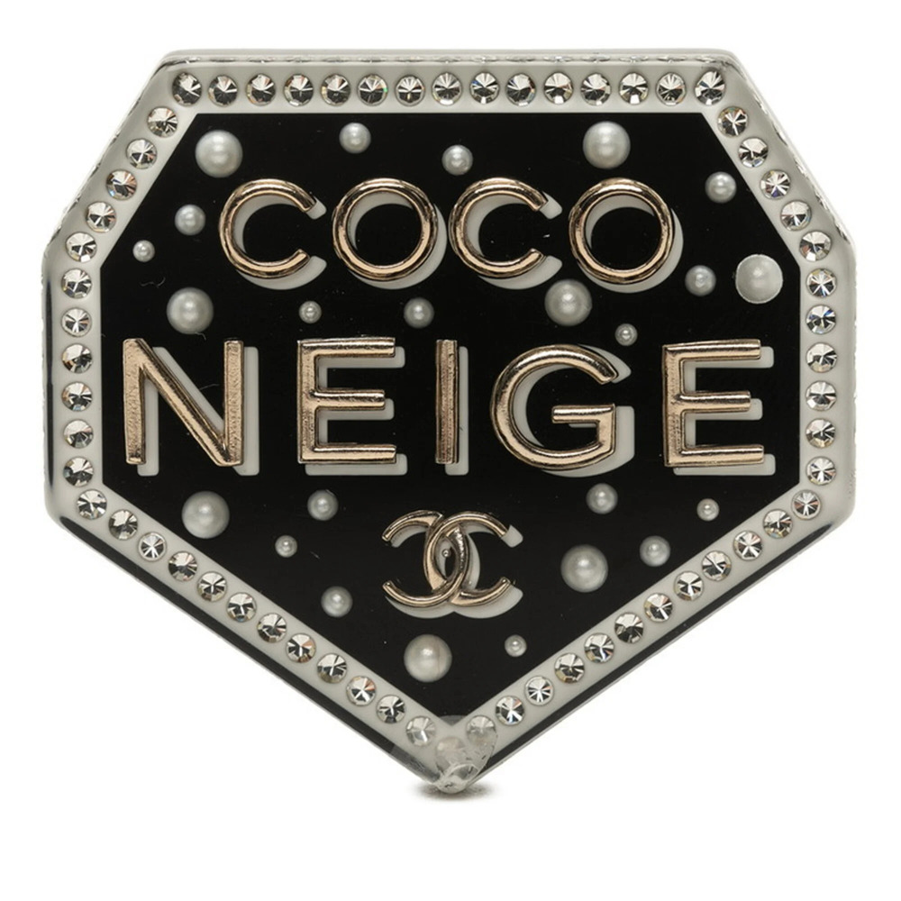 CHANEL Black Logo Brooch